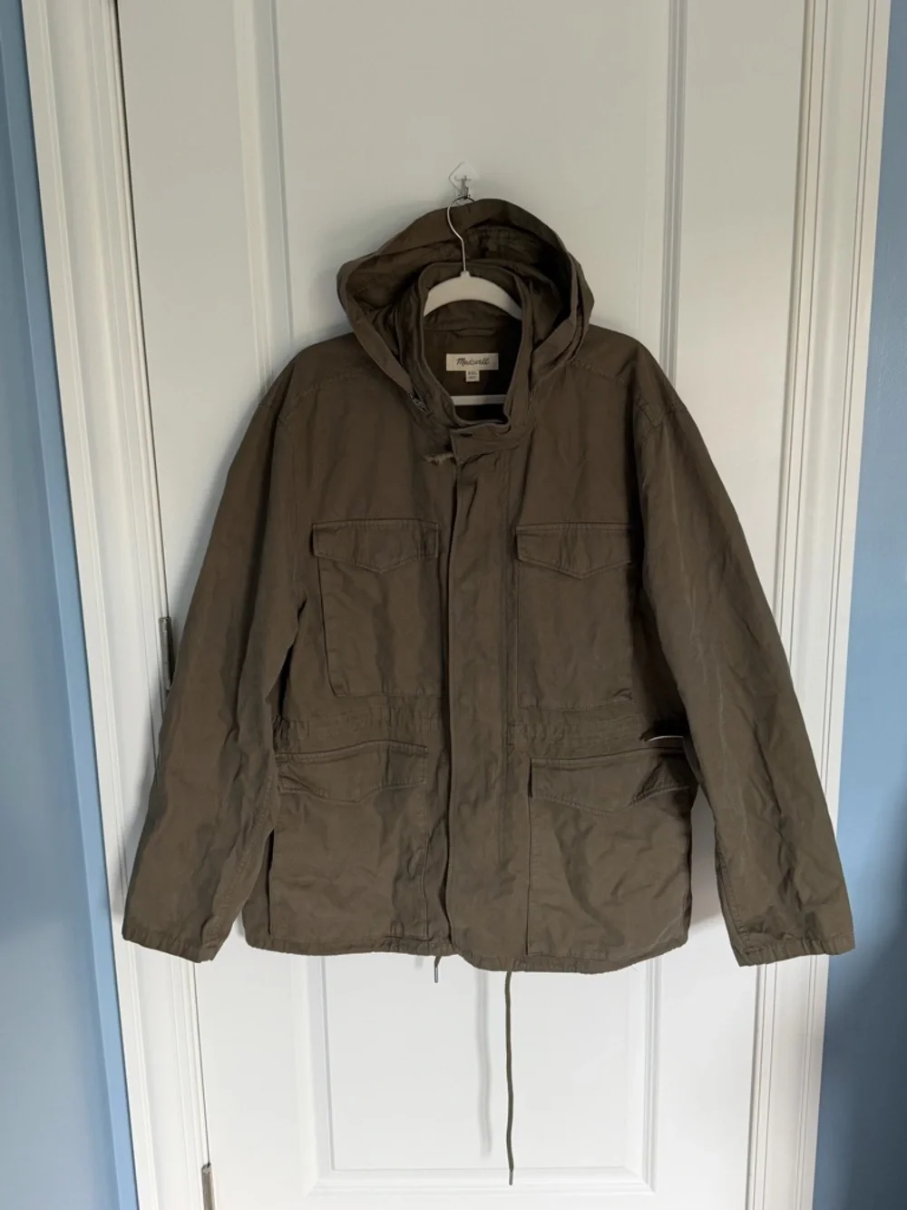 Madewell Men's Cargo Green Field Utility Cotton Hooded Jacket XXL 39516